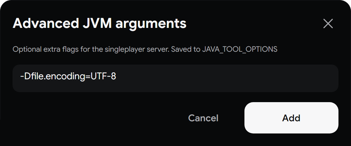Advanced JVM argument editor